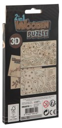 Drewniane puzzle 3D 2 w 1, 2 wz. (rozmiar 10 cm)