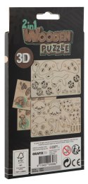 Drewniane puzzle 3D 2 w 1, 2 wz. (rozmiar 10 cm)