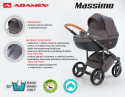 MASSIMO DELUXE 4W1 ADAMEX wózek dziecięcy, fotelik Kite 0-13kg + baza IsoFix - Polski Produkt