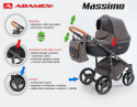 MASSIMO DELUXE 4W1 ADAMEX wózek dziecięcy, fotelik Kite 0-13kg + baza IsoFix - Polski Produkt