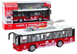 Trolejbus Autobus 1:16 Światła Dźwięki Napęd Biało-Czerwony