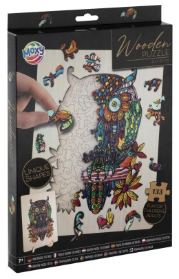 Drewniane puzzle unikalne kształty - Sowa - 133 sz