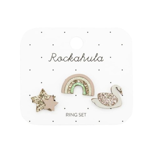 Rockahula Kids pierścionki dla dziewczynki 3 szt Enchanted Rainbow And Swan Ring