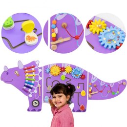 VIGA Drewniana Tablica Sensoryczna-Manipulacyjna EDU Triceratops