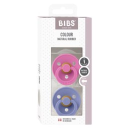 BIBS COLOUR 2-PACK BUBBLEGUM & PERI S Smoczek Uspokajający kauczuk Hevea