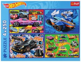 TREFL 13312 Puzzle 4x250 Wyścigowe auta Hot Wheels