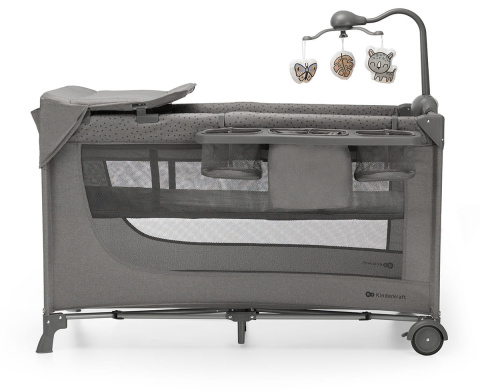 JOY 2 z akcesoriami KinderKraft łóżeczko turystyczne 3w1 - Dark Grey