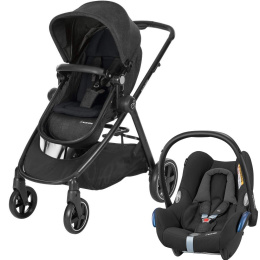 ZELIA Maxi-Cosi 3w1 wózek głęboko-spacerowy + Cabrio Fix - można przekształcić gondolę w siedzisko spacerowe - Nomad black