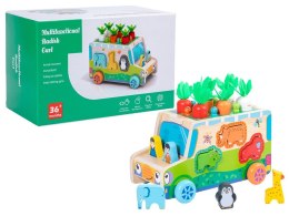 Edukacyjny Drewniany Samochód Auto Sorter Drewniane Klocki Złap Robaczka