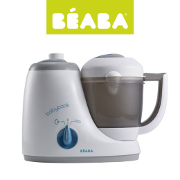 Beaba Zestaw Babycook Original grey/blue z 4 łyżeczkami i kompletem słoiczków