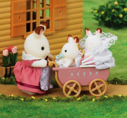 Sylvanian Families Zestaw z bliźniakami królików z czekoladowymi uszkami (wózek dziecięcy)