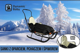 SANKI DZIECIĘCE DOTI Dynamic Baby z pchaczem, oparciem i śpiworem - srebrne