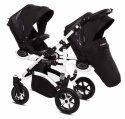 TWINNI PREMIUM 2w1 BabyActive wózek bliźniaczy głęboko-spacerowy - 07 Black