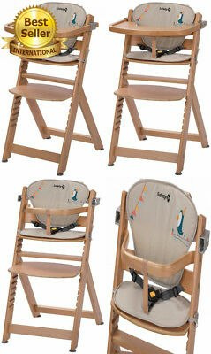 TIMBA Safety 1st Highchair Natural Wood/Happy Day - Krzeselko z wkładką