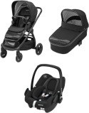 Adorra 3w1 Oria Rock + 2 x śpiworek wózek Maxi-Cosi - Frequency Black