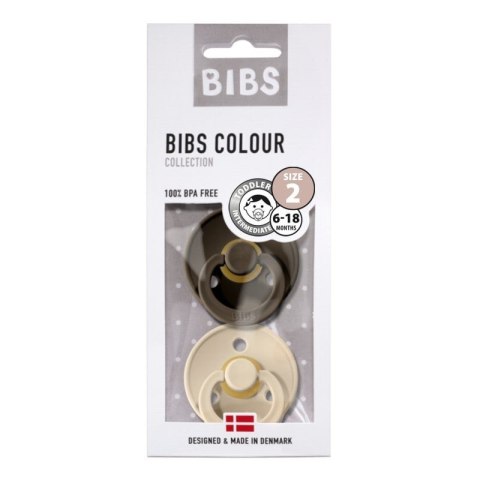 BIBS COLOUR 2-PACK CHOCOLATE & VANILLA M Smoczek Uspokajający kauczuk Hevea