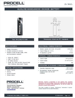 Bateria alkaiczna Duracell Procell LR6 AA 1szt
