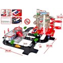 Mochtoys Parking Garaż 3 Poziomy Serwis + Strażak Sam zestaw dwóch metalowych pojazdów Dickie + 2 konie