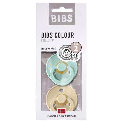 BIBS COLOUR 2-PACK MINT & BEIGE M Smoczek Uspokajający kauczuk Hevea