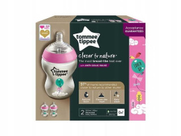 Tommee Tippee Butelka dekorowana 2x 260 ml 225504 różowy