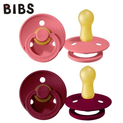 BIBS COLOUR 2-PACK CORAL & RUBY M Smoczek Uspokajający kauczuk Hevea