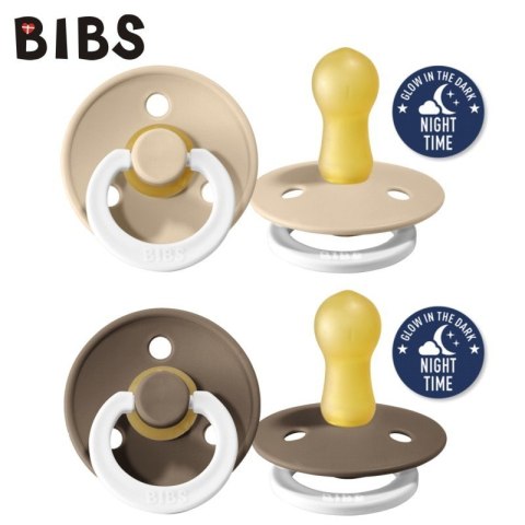 BIBS COLOUR 2-PACK DARK OAK NIGHT & VANILIA NIGHT S Smoczek Uspokajający kauczuk Hevea