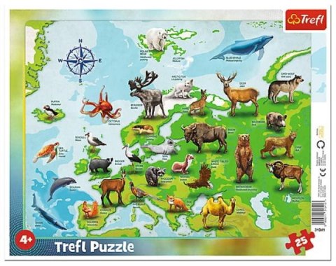 Puzzle 25el ramkowe Mapa Europy ze zwierzętami 31341 TREFL p16