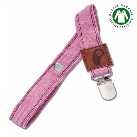 Hi Little One - Zawieszka do smoczka z organicznej BIO bawełny GOTS Muslin Pacifier holder Baby Pink