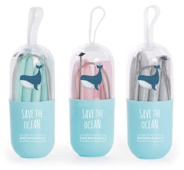 Słomka silikonowa Save The Ocean - Granatowa