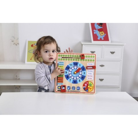 TOOKY TOY Drewniany Zegar Kalendarz 2w1 TOOKY TOY Drewniany Zegar Kalendarz 2w1