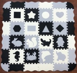 Mata edukacyjna piankowe puzzle kojec szara 143 x 143 x 1 cm 36 elementów
