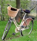 Koszyk wiklinowy na rower beżowy