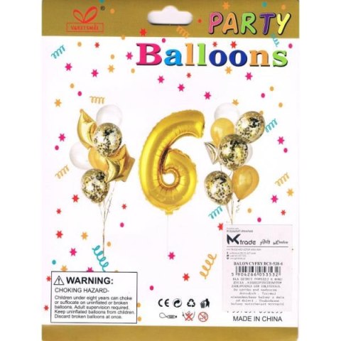 Zestaw balonów, cyfra "6", wys. 30-60cm, 16 szt. BSC-538-6