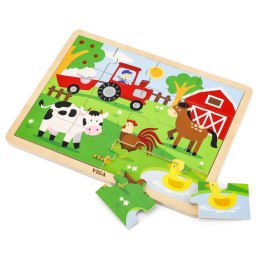 VIGA Drewniane Puzzle Farma 16 elementów Farma