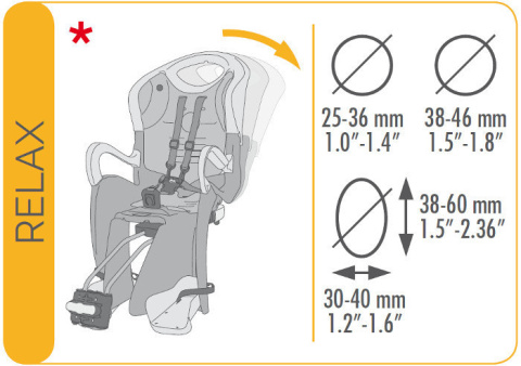 Bellelli TIGER RELAX B-Fix Fotelik rowerowy mocowany do ramy z regulacją oparcia - White/Red