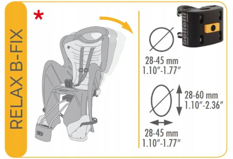 Bellelli TIGER RELAX B-Fix Fotelik rowerowy mocowany do ramy z regulacją oparcia - White/Red