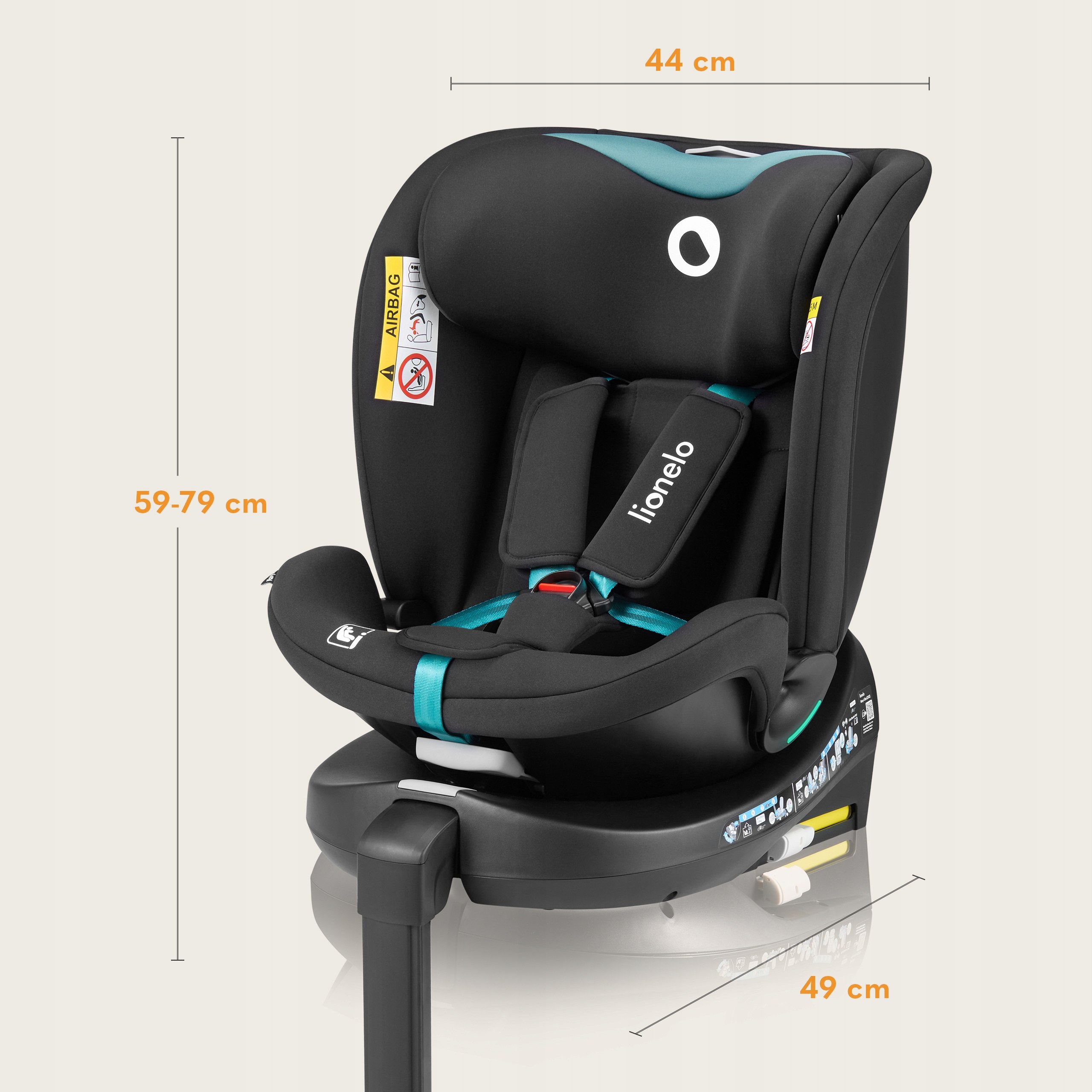 Fotelik samochodowy OBROTOWY baza 360° ISOFIX 40-150cm Lionelo Navy i-Size Kolor odcienie niebieskiego